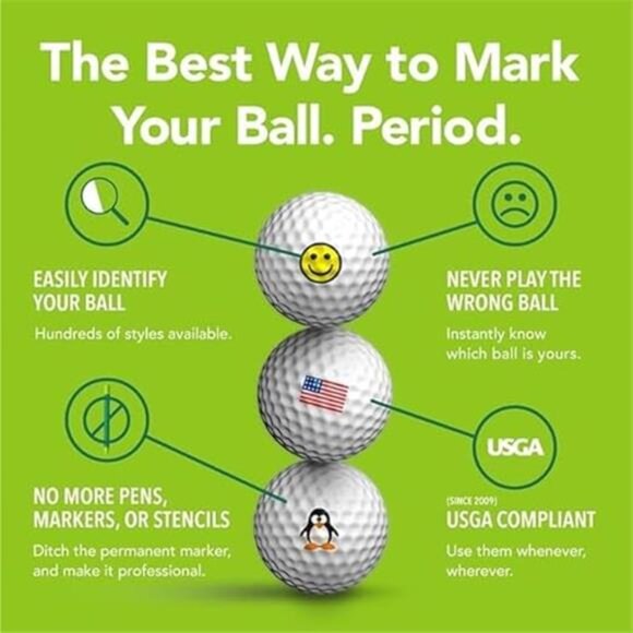 USGA Rule Conforming Golf Ball Markers, Golf Ball Stickers for Marking Balls - Picture 3 of 6